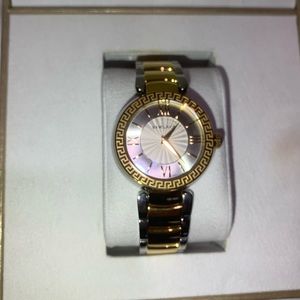 Versace Leda Silver Dial Ladies Two Tone Watch